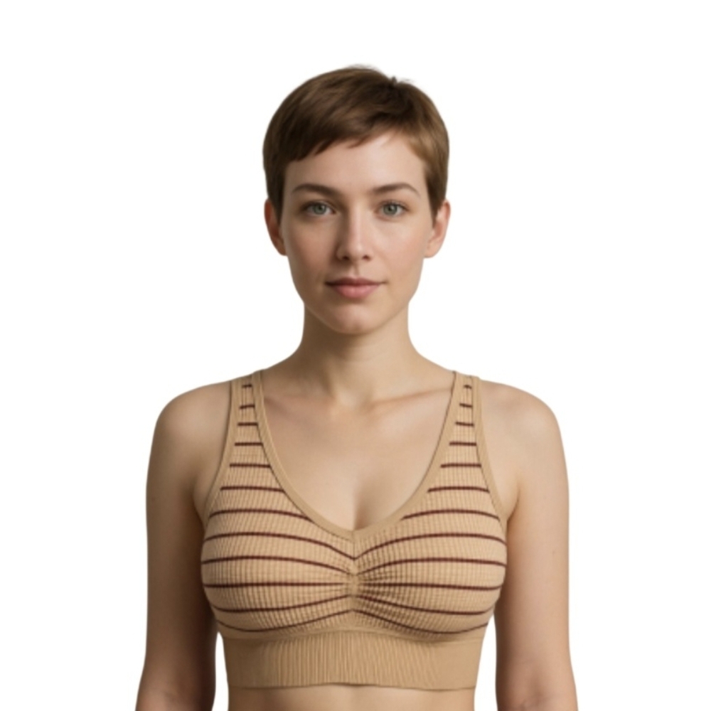 C&C California Tan and Brown Ribbed Top